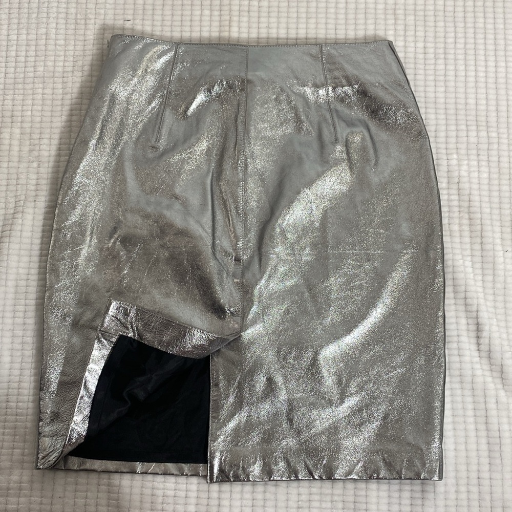 Massimo Dutti Leather skirt Never worn Silver, Leather Size L 100% Sheep Leather - Picture 9 of 16